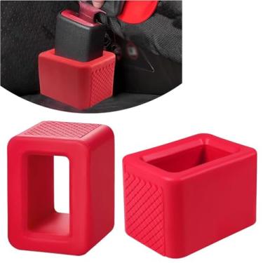 Imagem de Ygapuzi Suporte de fivela de cinto de segurança de 2 peças, reforço de fivela de cinto de segurança traseiro automático de silicone, capa de segurança de fivela de cinto de segurança de fácil acesso