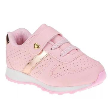 Imagem de Tênis Infantil Menina Elástico Coração Dourado Tamanhos 20 até 34 - Cl