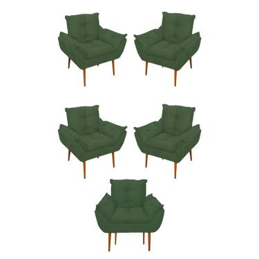 Imagem de Kit 05 Poltrona Opala Sofá Sala, Quarto, Escritório Suede Cor:verde