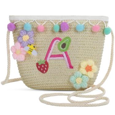 Imagem de Sacola feminina pequena de palha de palha para praia de verão 2025, bolsa de praia de palha de tecido para mulheres 2025 (A, marrom), Marrom