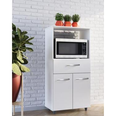 Imagem de Balcão Multiuso Luna 60cm Nicho para Forno 2 Portas 1 Gaveta - Branco 