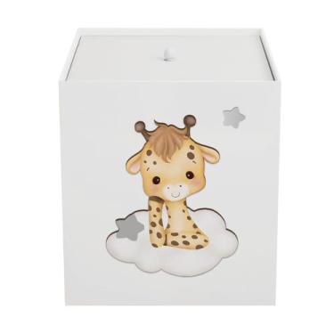 Imagem de Lixeira Kit Higiene MDF com Tampa Quarto Safari Baby Nuvem - Neném na 