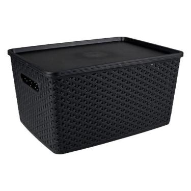 Imagem de Cesto Organizador 15L Rattan Plasnorthon 1560 Preto, Preto