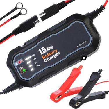Imagem de Zeglavi Carregador De Bateria Chumbo-Ácido Selado (Sla) 12V 1500Ma, Manutenção Automática Inteligente Motocicletas Para Carro/Rv/Atv/Barco Com Proteção Contra Curto-Circuito