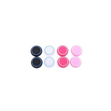 Imagem de VKQ 8 Peças De Capas Silicone Para Polegar, Substituição Controle Antiderrapante, Joystick Ps5, Ps4, Xbox Series X/S, One Switch Pro Controller (Rosa, Vermelho, Branco E Preto)