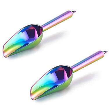 Imagem de E-far Conjunto De 2 Mini Colheres Gelo, 3 Onças, Aço Inoxidável Arco-Íris Para Doces/Farinha/Açúcar, Pequenas Festas Metal/Latas, Potes/Bar Cozinha/Máquina À Prova Ferrugem E Lavável Na Máquina Lava