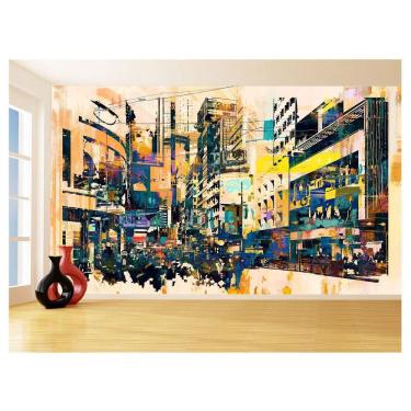Imagem de Papel De Parede 3D Arte Cidade Pintura Colorido 3,5M Tra108