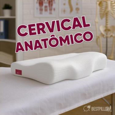 Imagem de Travesseiro Cervical Ortopédico Dores Costas Pescoço Branco Dormir Lux