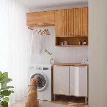 Imagem de Armários Multiuso para Área de Serviço 3 Peças Divina Cinamomo / Branco