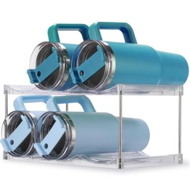 Imagem de Dersyer Organizador empilhável de garrafa de água para copo Stanley de 1,134 g, suporte de garrafa de água para copo grande de outras pessoas, organizador de copos para armário, rack de armazenamento