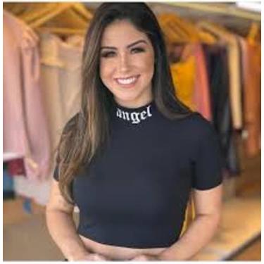 Imagem de Cropped feminino angel gola alta manga curta viscolaycra moça - Filó m