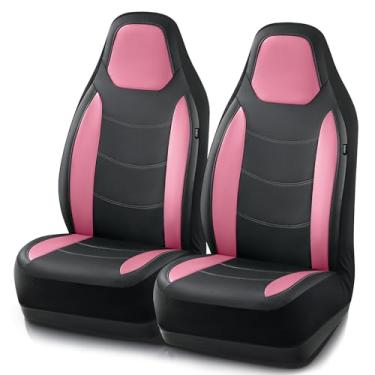 Imagem de Road Comforts Capa de assento de carro, capas de assento de carro de couro dianteiro, capas de assento de carro esportivo com encosto baixo automotivo, compatível com airbag, ajuste universal para a