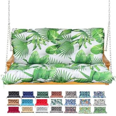 Imagem de Almofada de balanço para varanda com encosto, almofada de banco à prova d'água para móveis de exterior, almofada de balanço espessa de substituição de 2 a 3 lugares com gravatas, pátio, exterior