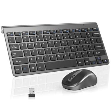 Imagem de Conjunto de teclado e mouse sem fio, ultracompacto, tamanho fino, conjunto de teclado silencioso e mouse ergonômico, teclas de interruptor de tesoura silenciosa, clique silencioso, para viagem