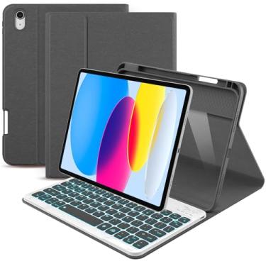 Imagem de ABSONE Capa Para Ipad 11ª/10ª Geração Com Teclado, 7 Cores, Retroiluminação, Destacável, Sem Fio, Capa Com Teclado E Suporte Para Lápis Para Ipad 11 Polegadas A16 2025/10ª Geração 10,9 Polegadas 202