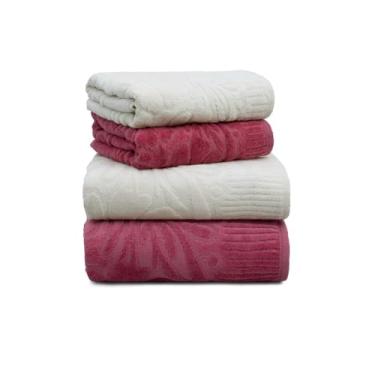 Imagem de Jogo de Toalhas 4 Peças Velvet Flower - Appel - Gelo/Vinho seco