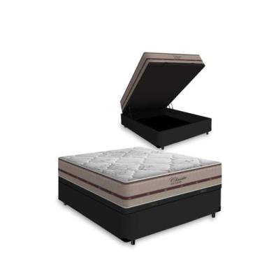 Imagem de Box Baú com Colchão de Molas Classic Casal 138 cm - Lucas Home, Preto