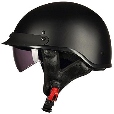 Imagem de Ilm Meio capacete Motocicleta Rosto Aberto Viseira Solar Liberação Rápida Fivela Aprovada DOT Ciclismo Motocross Ternos Masculino Feminino, Matt Black, Medium