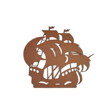 Imagem de Quadro Decorativo Navio Pirata MDF Natural