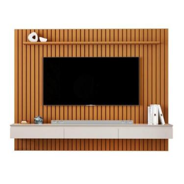 Imagem de Home AS Ripado 1.80m Para TV Até 75'' Polegadas Cor Cedro / Off White 