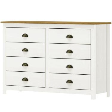 Imagem de Comoda 8 Gavetas Madeira Maciça 125 cm 9102 Branco Freijo Milani Store