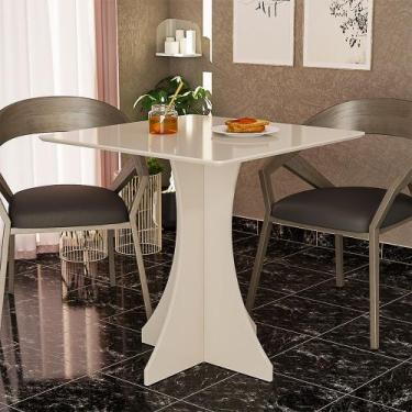 Imagem de Mesa de Jantar Quadrada Lara 4 Lugares 70x70 Base em X em Mdf - Off Wh