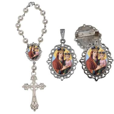 Imagem de Terço de Carro Nossa Senhora da Saude com Broche e Relicario Lembranci