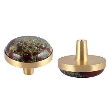 Imagem de rockcloud Pacote com 2 puxadores de gaveta de pedra de cristal natural, puxador de porta de armário com parafusos, ferragens de móveis decorativos para casa, pedra de sangue de dragão (3,7 cm)