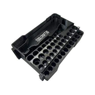 Imagem de ToolCraft3d Design Inserção impressa em 3D projetada para Milwaukee M12 3/8 Ratchet and Packout Organizer (apenas enchimento) (preto)