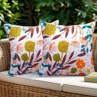 Imagem de Virexen Capas de almofada para ambientes externos 45,7 x 45,7 cm (flor branca)