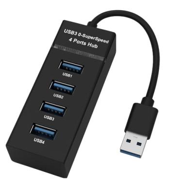 Imagem de Hub USB 3.0 Com 4 Portas, LED, Alta Velocidade (5Gbps) Compatível Com PC TV Consoles Mouse PenDrive Teclado Impressora Plug & Play, Expansor para PC, Notebook, Mac e Windows (PRETO)