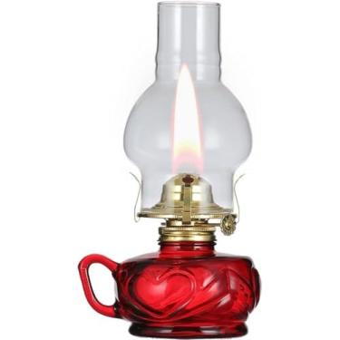 Imagem de Lâmpada De Kerosee Idoor Lâmpada De óleo De Vidro Decorativa Campig Picic Hurricae Lights Widproof Lâmpada De óleo De Lótus Com Ajustador De Chama, Red, 1 pack