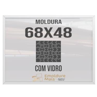 Imagem de Moldura para Quebra Cabeça Cabeca 68x48 5000 peças Com Vidro para Quadro Puzzles Ravensburger cor Branca