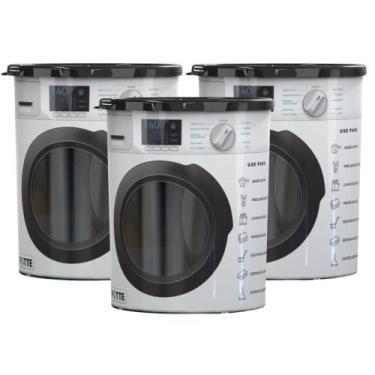 Imagem de Kit 3 Potes Organizador 2.1kg Lavanderia Porta Sabão Em Pó - Potte