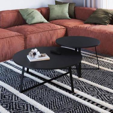 Imagem de Conjunto 02 Mesas de Centro 60cm e 80cm com pés metálicos 27960 Móvel 