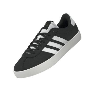 Imagem de adidas Tênis esportivo VL Court 3.0, Core preto/branco/dourado metálico, 9.5 US