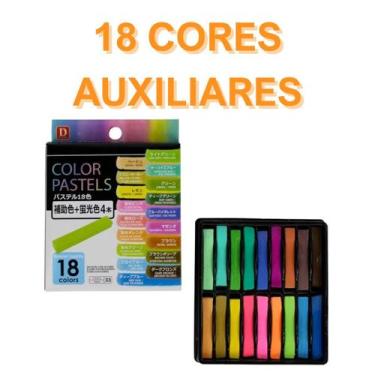 Imagem de Giz Pastel Seco Com 18 Cores Básico ou Fluorescente Auxiliares Para Co