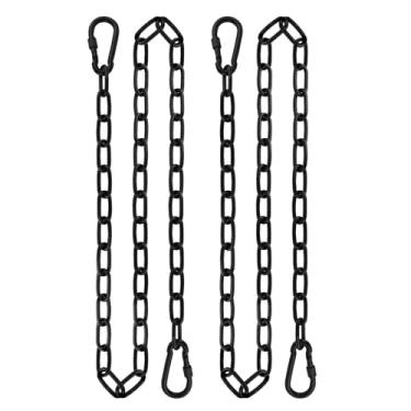 Imagem de Pacote com 2 correntes para cadeira suspensa de 160 cm com 4 mosquetões, kits de pendurar com capacidade de 226 kg, ferragens para cadeira de pendurar para rede, sacos de pancada, saco de areia