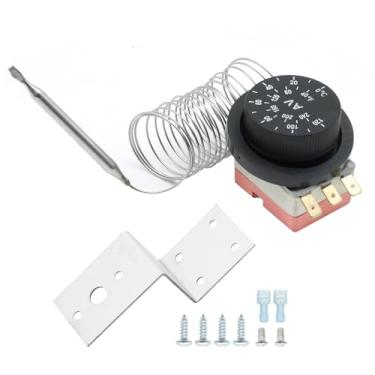 Imagem de EATAKWARD Interruptor de termostato ajustável para radiador elétrico de 32-248'F, kit de controlador de sonda de temperatura de refrigeração de 3 pinos para vários modelos de carros, caminhões e