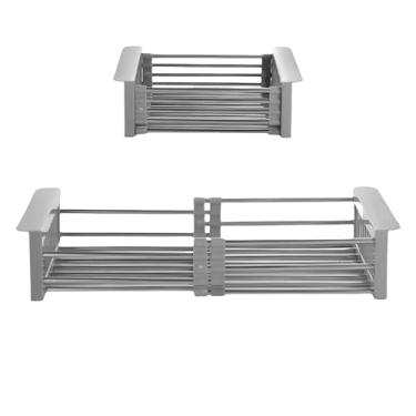 Imagem de Escorredor de Louça sobre a Pia | Escorredores de Pratos Expansíveis para Bancada de Cozinha - Organizador de Utensílios com Escorredor Inox para Legumes Frutas Casa Restaurante