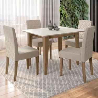 Imagem de Mesa De Jantar Retangular Poliman Kate Com 4 Cadeiras Cinamomo-off White