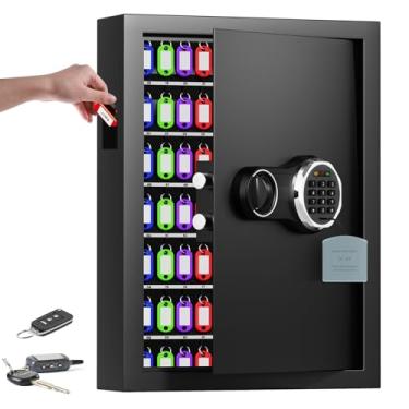 Imagem de Armário de chave com combinação de 158 chaves, caixa antifurto com etiquetas de chave, organizador de chaves, suporte de parede para carro, garagem, casa, aluguel, escritório, negócios