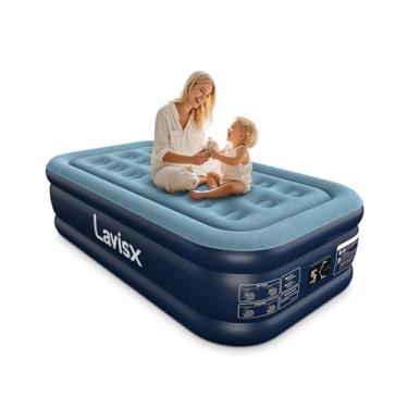 Imagem de Lavisx Colchão de ar duplo com bomba embutida colchão inflável de 45,7 cm, cama de ar elevada, autoinflável rápido em 3 minutos com bolsa de armazenamento para hóspedes e casa