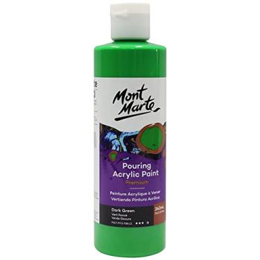 Imagem de Mont Marte Tinta acrílica premium derramada, 240 ml, verde escuro, tinta acrílica pré-misturada, adequada para uma variedade de superfícies, incluindo lona esticada, madeira, MDF e argila de secagem