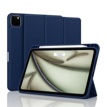 Imagem de Capa Case PREMIUM Anti Impacto com função sleep e suporte para Apple Pencil - compatível com iPad Pro 13 Polegadas 2024 M4 (Azul Marinho)