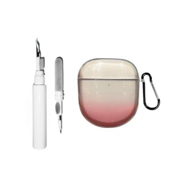 Imagem de [3 em 1] Capa transparente SKPY compatível com fones de ouvido Bose QuietComfort II/QC Ultra Earbuds com chaveiro e kit de limpeza, capa de TPU macio gradiente à prova de choque para mulheres