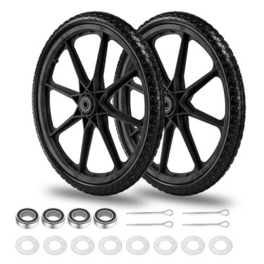 Imagem de Pneu e roda plana de 50,8 cm com rolamento de 0,9 cm e 5/20.3 cm, rodas de substituição para carrinho de mão Rubbermaid, carrinhos de gramado, carrinhos utilitários de roda grande e carrinho de jardim