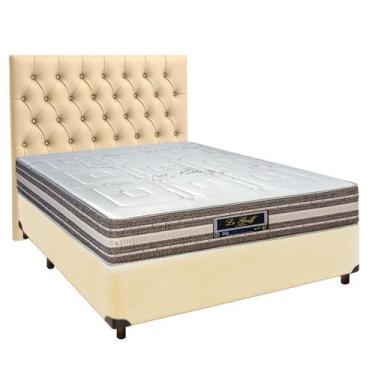 Imagem de Conjunto Cama Box Bege Casal + Colchão Molas Ensacadas Legriff Sankonf