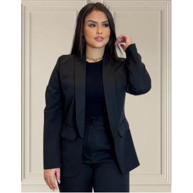 Imagem de Blazer Feminino Alfaiataria Casual Básico Elegante Acinturado Casaco T