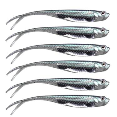 Imagem de QualyQualy Iscas de pesca macias Jerk Shad Minnow Drop Shot Lure Bait Shad Isca Shad Isca macia Jerkbait para Bass Trout Pike Walleye Crappie 12 cm 6 peças